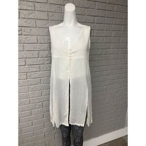 Danskin Sport Women White Crinkled Panel Tunic Top Shirt Size M